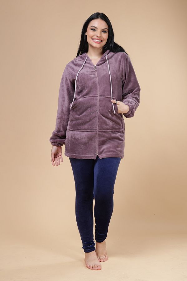 mervemoda-Set de 2 costume ultrasoft cu glugă pentru femei 1