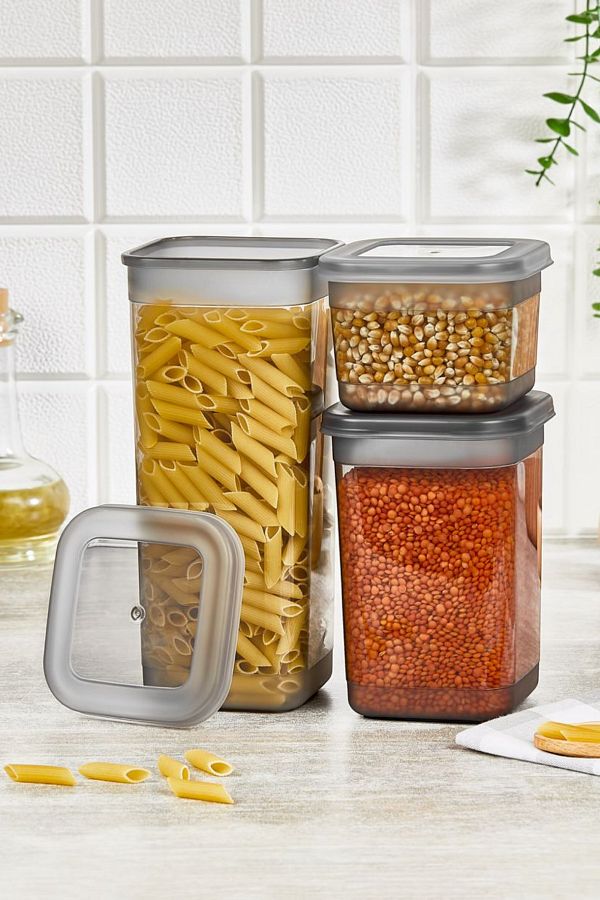 Rapt-0.60 Lt + 1.3 Lt + 1.9 Lt Capacity Set of 3 Clear Storage Containers with Silicone Seal - Leak Proof Lid Jar 1