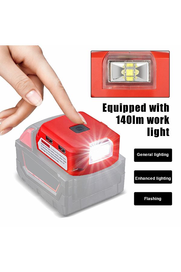 Choice-Battery Adapter for Milwaukee 18V Li-ion Battery Power Source with Dual USB 5V/2.1A 3W LED Work L... 1