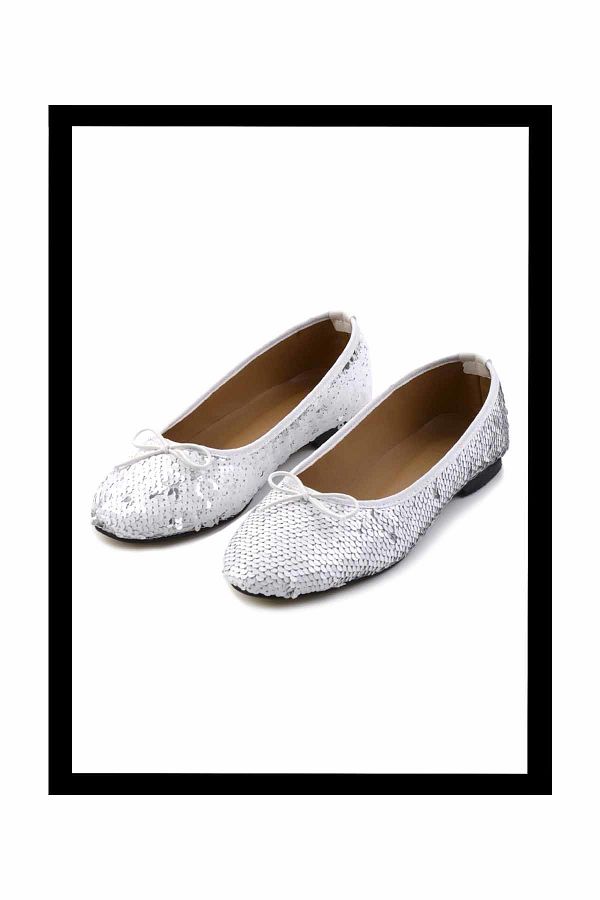Bambi White Sequin Women s Ballerina Flats 01246301753 Trendyol