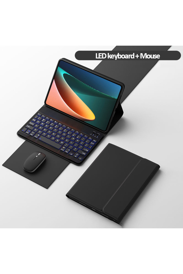 EOENKK-English Keybaord black BLed Bmouse for Xiaomi Mi Pad 5 Case with Keyboard LED Backlit Wireless Mouse 1