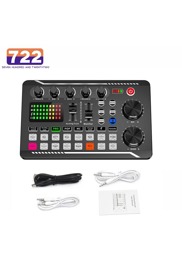 722 SEVEN HUNDRED AND TWENTY-TWO-F998 Sound Card Microphone Sound Mixer Sound Card Audio Mixing Console Amplifier Live Music Mixer... 1