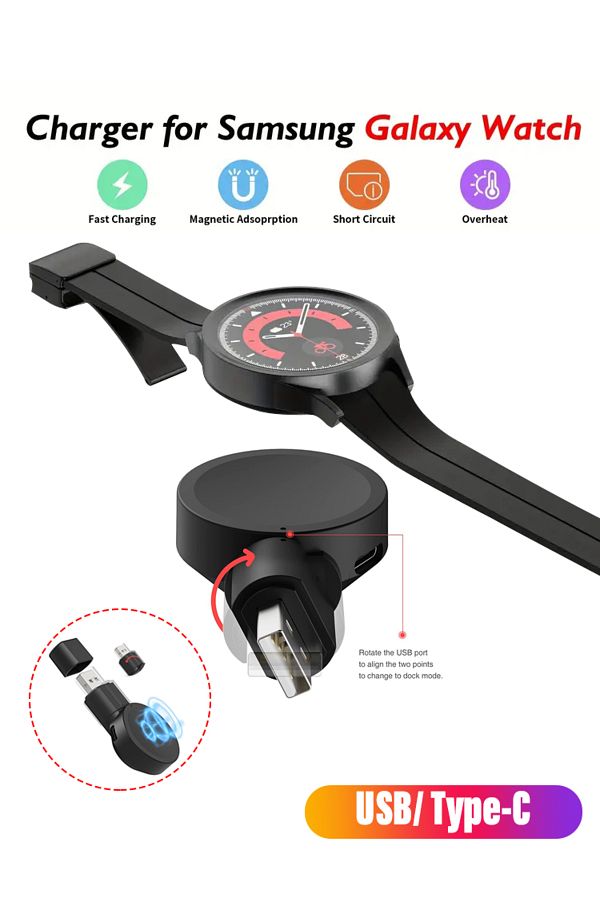 Choice Watch Wireless Charger For Samsung Galaxy Watch 6 5 4 3 Active 2 1 Adapter Dock USB Type C Travel. Trendyol