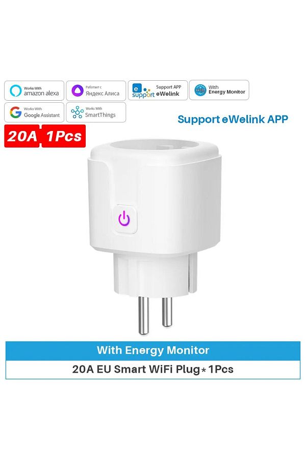 Choice-eWelink-20A 2p EU Plug-1Pcs EWelink 16A/20A Smart Plug WiFi EU Socket With Power Monitor Timing Func 1
