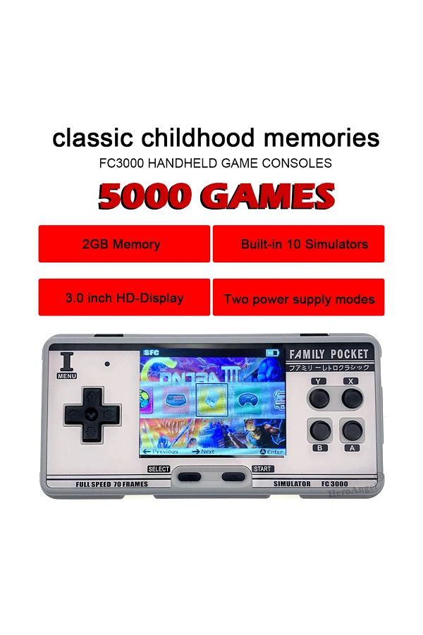 HeroAngel-FC3000 V2 Classic Retro Handheld Game Console 5000 Games IPS Screen Mini Video Game Player For MA... 1