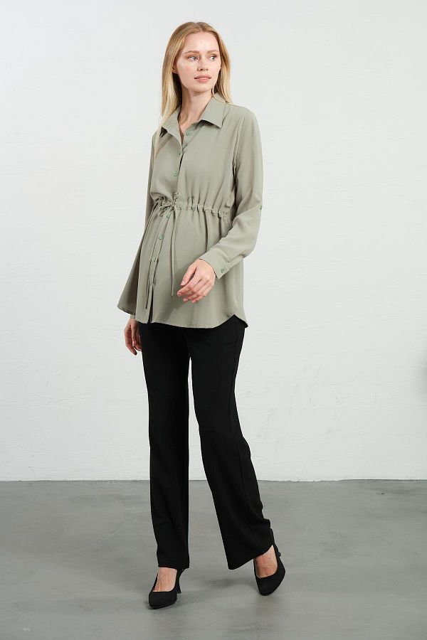 BUSA-Çağla - Maternity Waist Lace-Up Long Sleeve Shirt 1