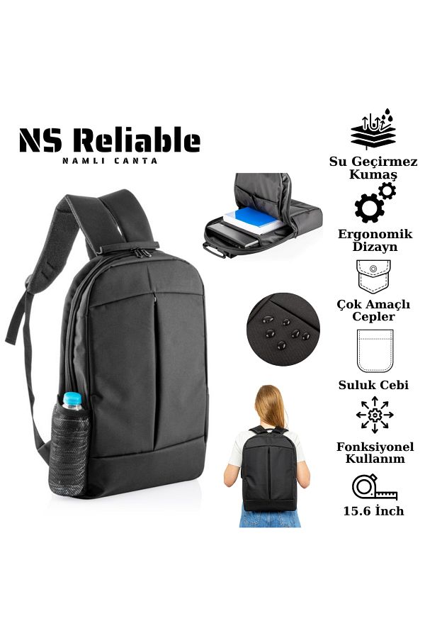NS reliable Black Backpack 15.6 16 16.1 16.9 17 17.3 17.6 Inch Compatible Laptop Notebook Bag Trendyol