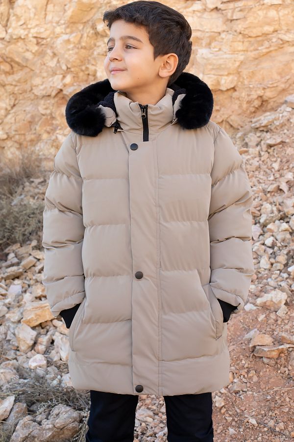Hooded mini puffer coat online