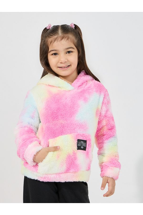 Tie dye faux fur hoodie outlet