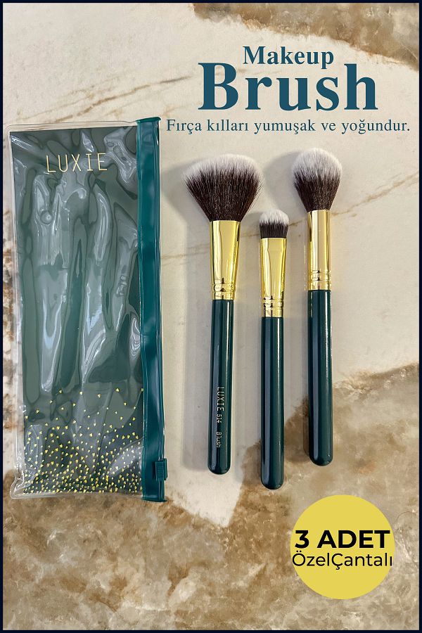 Nera Classy-3 Pcs Brush Set - 3 Pcs Makeup Brush Set with Clear Bag 1