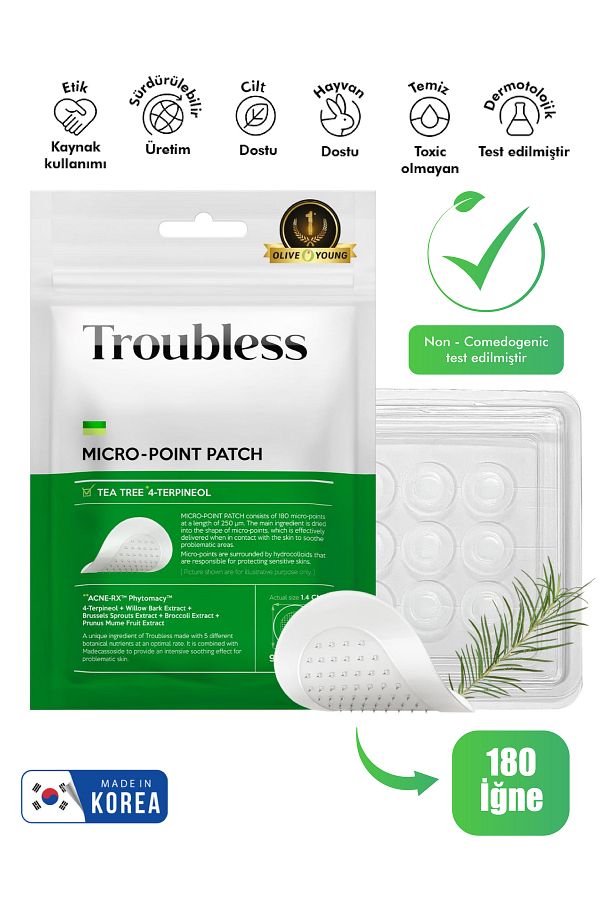 Troubless-9-Piece Microneedle Korean Production - Acne and Pimple Tape with Tea Tree Extract 1