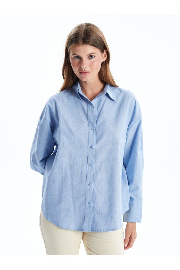 LC Waikiki Striped Poplin Women's Shirt- Trendyol