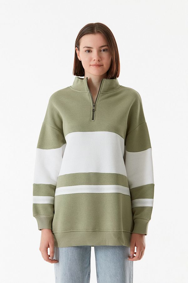 Fullamoda Color Blocked Half Zipper Sweatshirt Trendyol