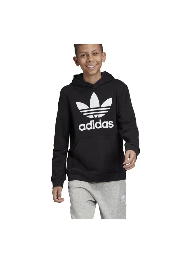 adidas Black and White Sweatshirt Trefoil Hoodie Trendyol