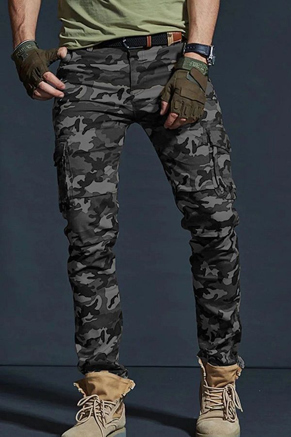 modacix Winter Gray Military Men s Camouflage Pants Lycra Military Trousers with Elastic Legs Trendyol