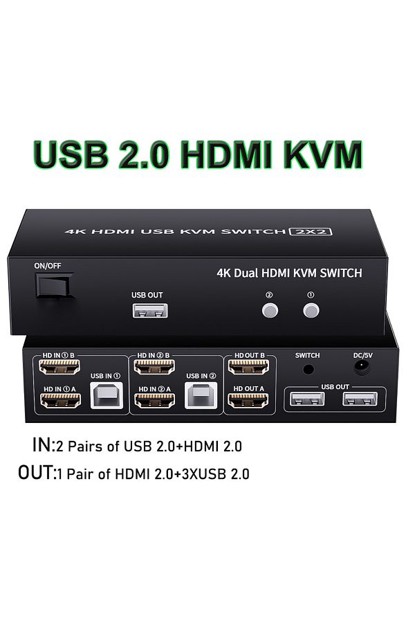 Choice-Dual Monitor HDMI KVM Switch 2X2 USB 3.0/2.0 4K 60Hz Extended Dispaly HDMI KVM Switch 2 Monitors ... 1