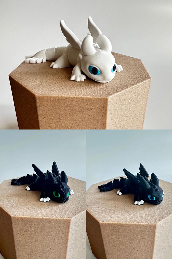 R&D Robotics-Toothless - How to Train Your Dragon Cubs the Night Lights (Dart, Pouncer, Ruffrunner) - 3-Piece Figure 1
