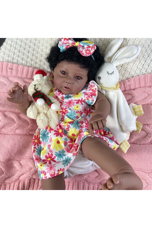 MRB 20 Inch Reborn African American Doll Raven Dark Skin Cute Black Girl Reborn Baby Finished New. Trendyol