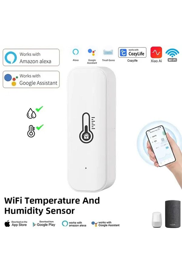 XMSJ-White Cozylife Smart Temperature Humidity Sensor Indoor Hygrometer Controller Work With Alexa Google 1