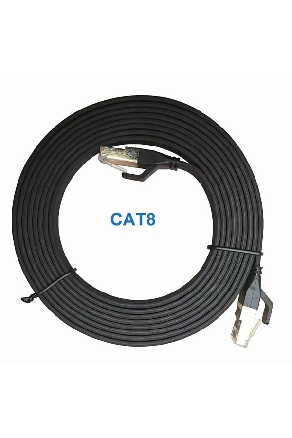 Choice-2m Black Cat8 Ethernet Cable Flat Lan Cable High Speed RJ45 40Gbps 2000Mhz For Home Networking Route 1