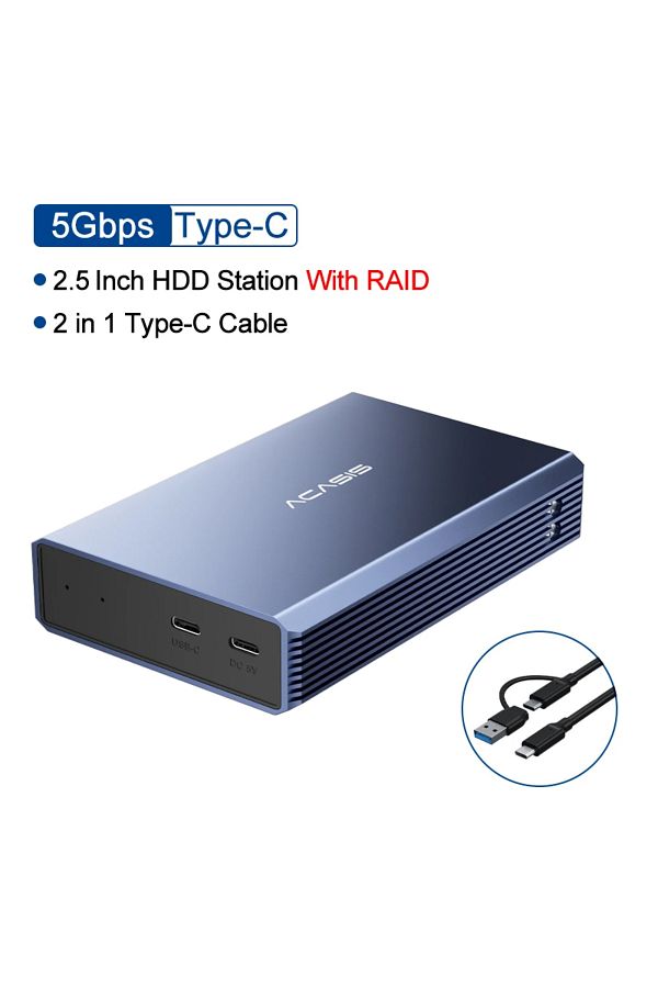 Choice-Acasis 2.5 Inch HDD Case Dual Bay External Hard Drive Enclosure Case HDD SSD Case RAID Array Type... 1