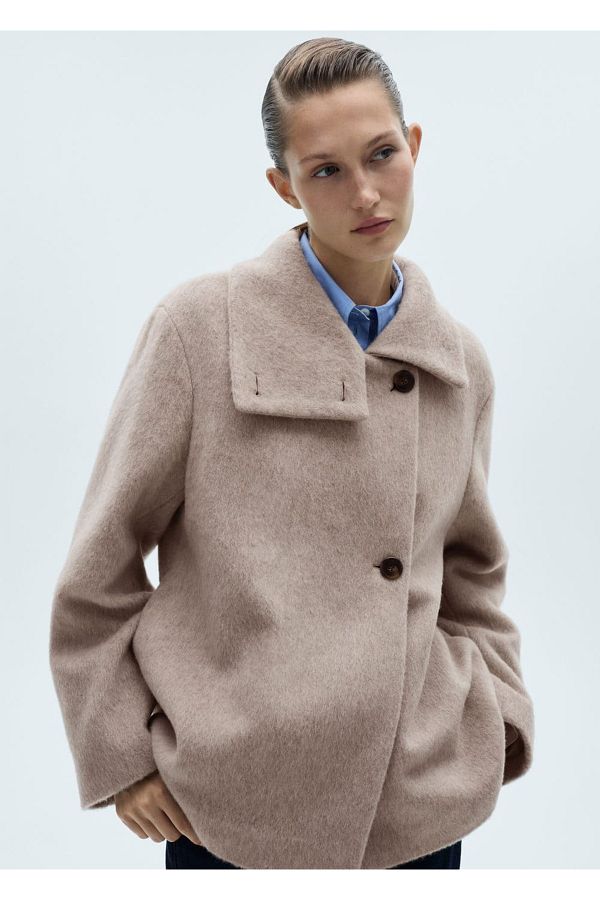 MANGO Woman-Overcoat - Stylish Designed Scroll Fabric 1