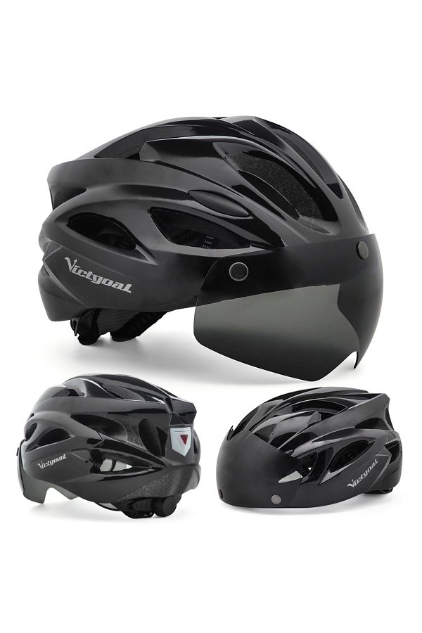 Choice VICTGOAL Bicycle Helmet For Men Taillight Magnetic Goggles UV400 Lens Sun Visor Cycling Helmets M. Trendyol