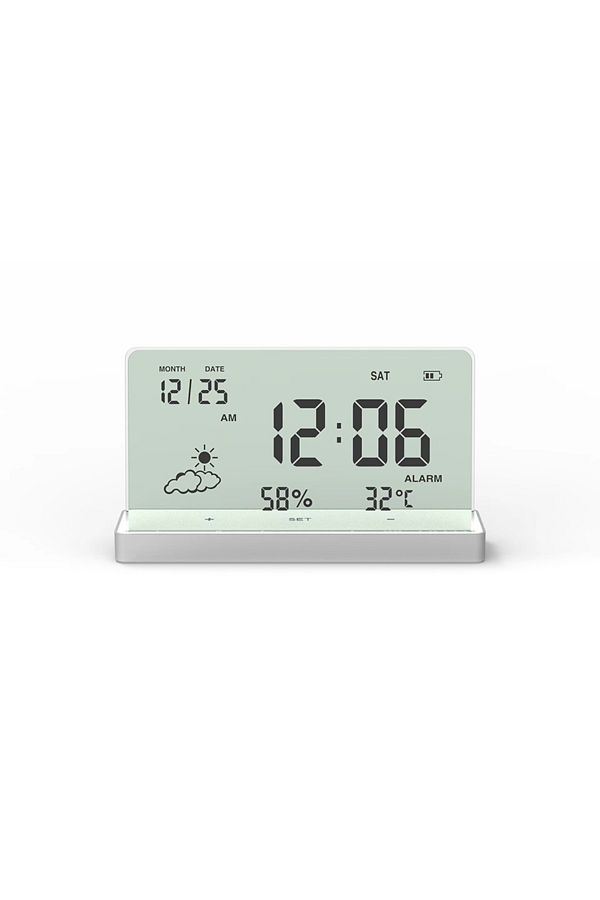 Choice-Creative Transparent Digital Clock Temperature/Humidity/Date/Weather Display Electronic Table Ala... 1