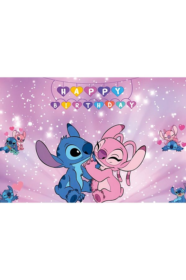 Choice-Anime Stitch Lilo Party Backdrops Children's Happy Birthday Background Cartoon Hanging Banner Kid... 1