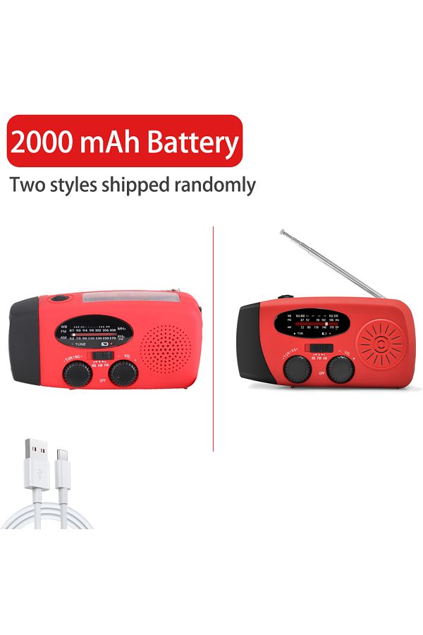 WDSZKMYF-Red 2000mAh high capacity rechargeable radio solar rechargeable emergency light outdoor camping flas 1
