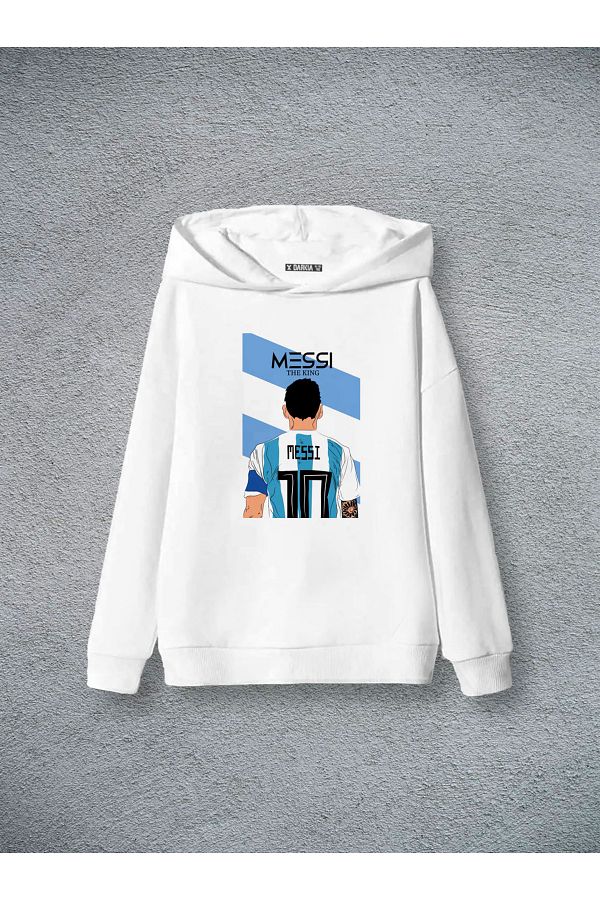 sielta-Lionel Messi 10 Printed White Boys Girls 3 Rope Sweatshirt 1
