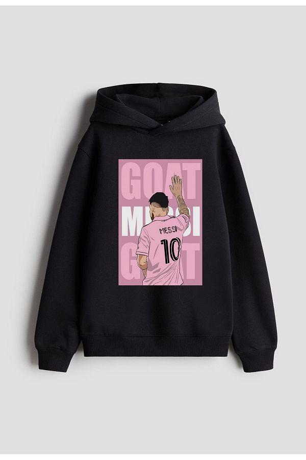 sielta-Lionel Messi 10 Printed Black Boys Girls 3 Rope Sweatshirt 1