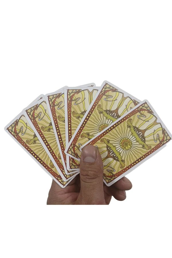 SPELT 78 Card Golden Art Nouveau 9x5,5cm Mini Tarot Deck