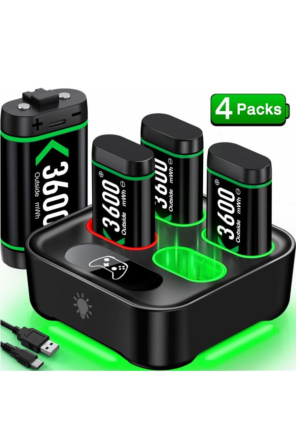 DinoFire-4X3600mWh Rechargeable Battery For Xbox One  Xbox Series X/S/Xbox One S/X charger + USB/Type-C Ch... 1