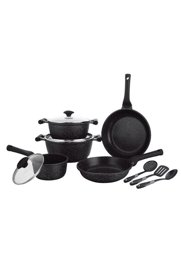 Prestige-Essentials Granite Nonstick Pots and Pans Set | Induction Cookware Set 11 Pieces  - Black 1