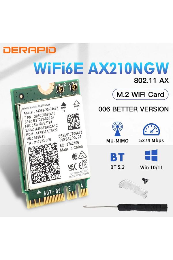 Choice-AX210NGW WiFi6E WiFi 6E AX210NGW NGFF Wireeless Adapter Bluetooth 5.3 WiFi6 5374Mbps 2.4G/5G/6GHz 80 1