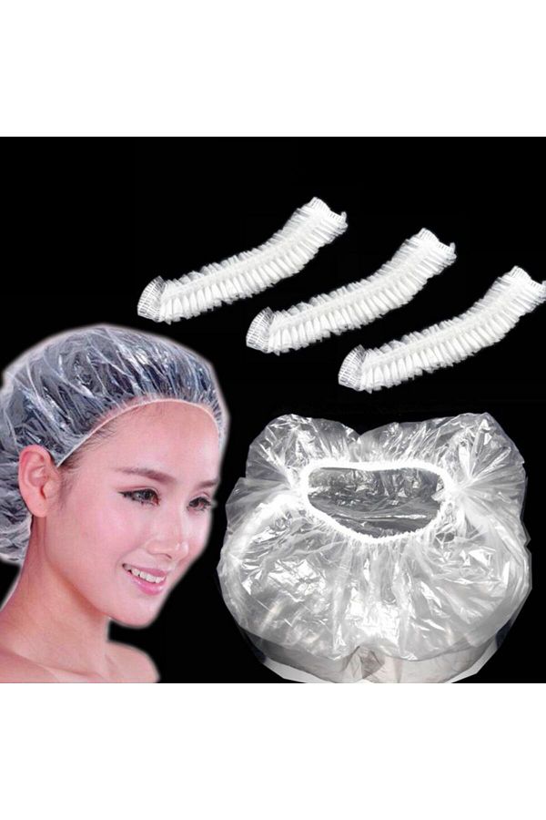 Choice 100PCS Disposable Shower Caps Plastic Clear Hair Cap Waterproof for Women Men Travel Home Shower Trendyol