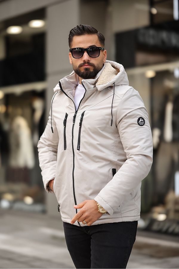 DOXGER-Winter Coat with Fur Inside and Removable Hood 1