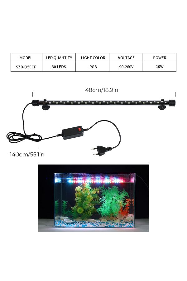 Choice 90 260V Aquarium Submersible Lamp RGB Fish Tank Aquatic Light Bar RGB Grow Led Underwater Decor Trendyol