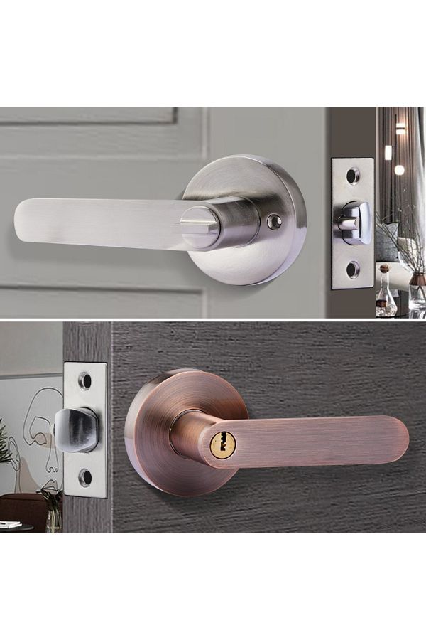 Choice-Silent Room Door Lock Round Door Lock Interior Door Handle Lock with Lock Core/latch with Key Alu... 1