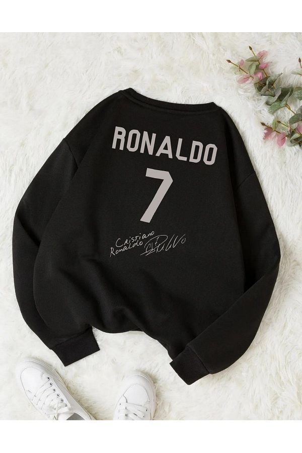 JoneBase-Cristiana Ronaldo Cr7 Signature Oversized Hoodies - Crew Neck, 100% Cotton Unisex Sweatshirt 1