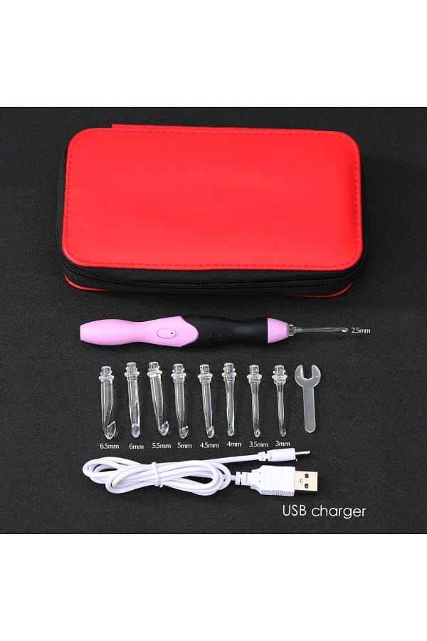Choice-9 in 1 USB Light Up Crochet Hooks Sets Handmade DIY Knitting Needles Kits with LED Lights Weaving... 1