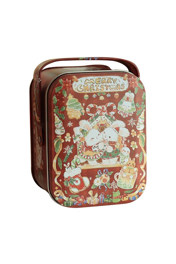Choice-Metal Rabbits Candies Tin Box With Handle Portable Biscuits Storage Case Cartoon Pattern Candy Bo... 1