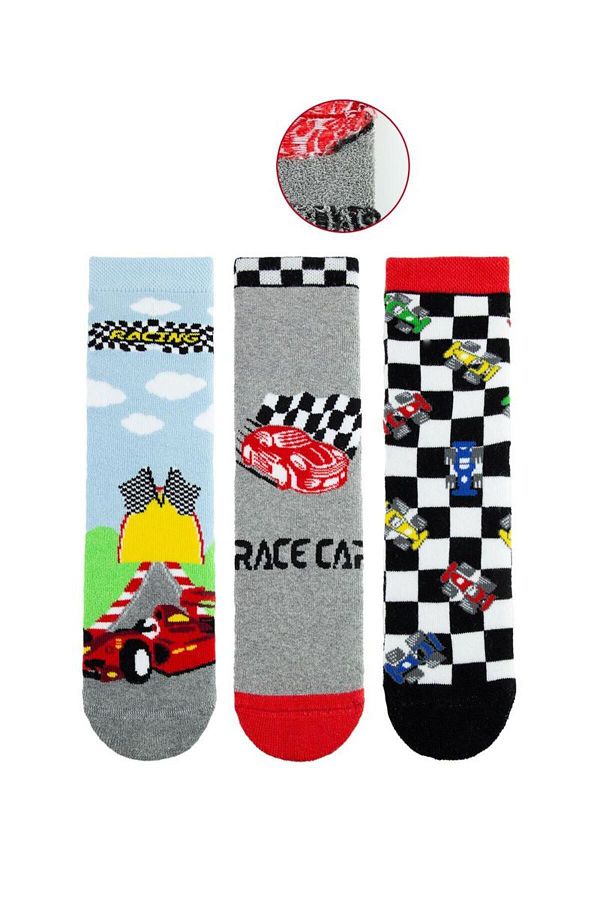 MEM SOCKS-3-Piece Rac Patterned Non-Slip-Seamless Towel Children's Socks 1