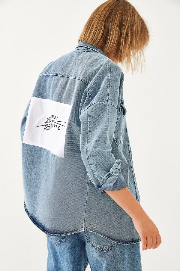 Bianco Lucci-Jachetă de damă din denim imprimată pe spate 60351060 1