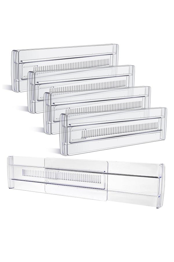 Choice-Drawer Partition, 4-Pack Adjustable Drawer Organizer, Transparent Expandable Dressing Table Organ... 1