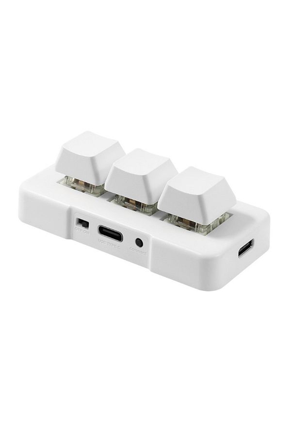 Choice-WHITE MK321BT 3-key Mini Customized Keyboard w/ Mechanical Blue Switch USB+BT Dual-mode Keyboard for 1