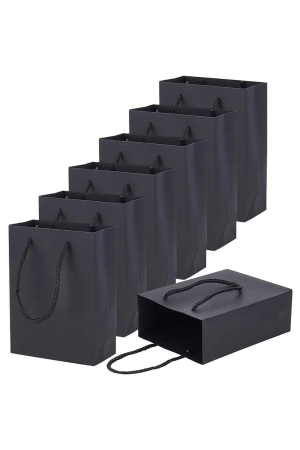 Choice 10 Pcs Thickened Kraft Paper Bags Black Paper Gift Bags Shopping Bags with Handles Recyclable Goo. Trendyol