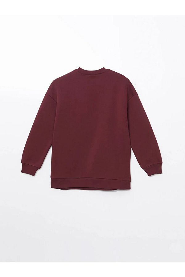 LC Waikiki Lcw Modest Claret Red Crew Neck Printed Women s Sweatshirt Tunik Trendyol