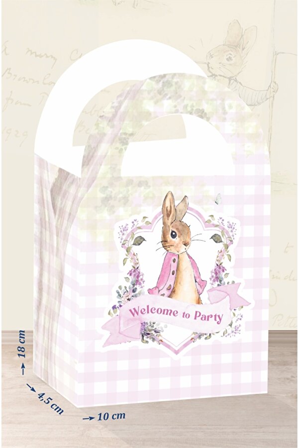 neşeli günlerim Pink Rabbit Pembe Tavşan Teması Çanta 18x10 cm *8'li Paket